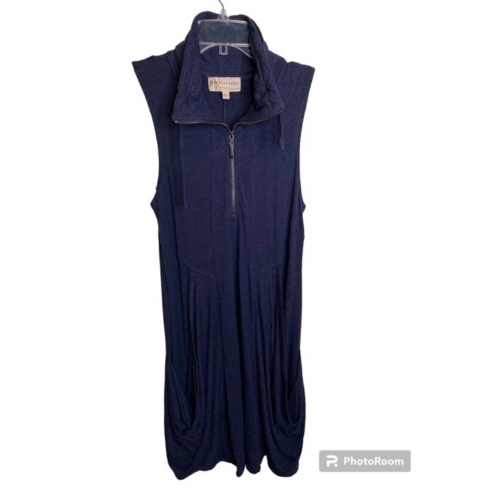 Philosophy Navy knit Sleeveless Dress with Deep Pockets Sz Large